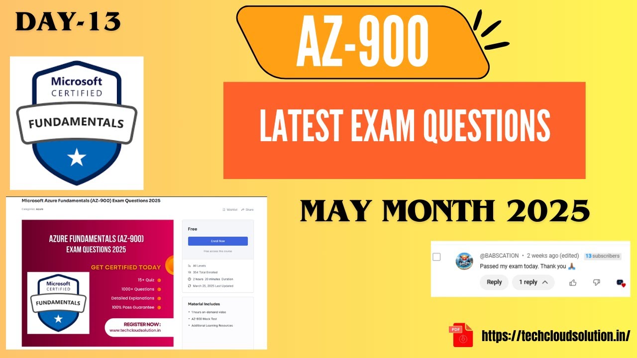 Day 13/30 | AZ 900 Exam Question 2025 || AZ-900 Crash Course || PDF ...