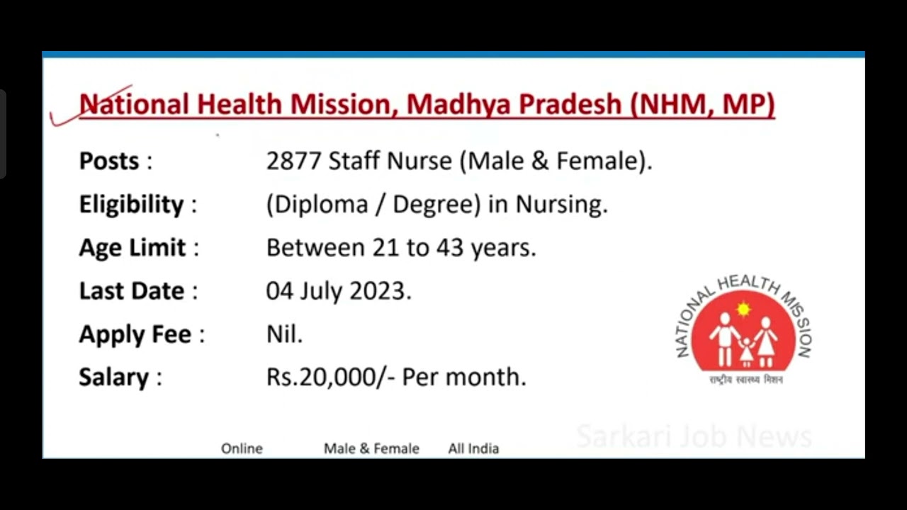 National health mission (NHM) New job vacancy