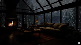 Relaxing rainy night 🌧️Ambiance with Night Rain and Fireplace Crackles for Ultimate Comfort