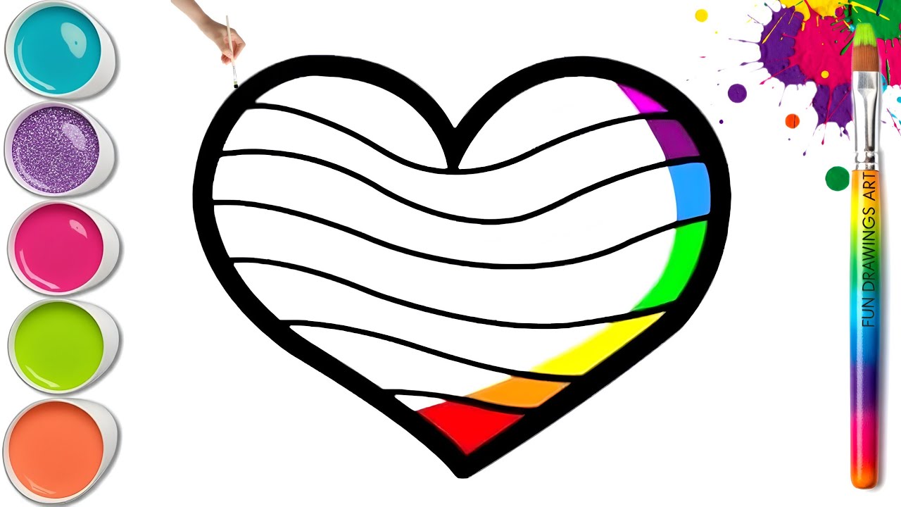 Heart Drawing ️🌈Draw and Paint Easy Step by Step Tutorial - YouTube
