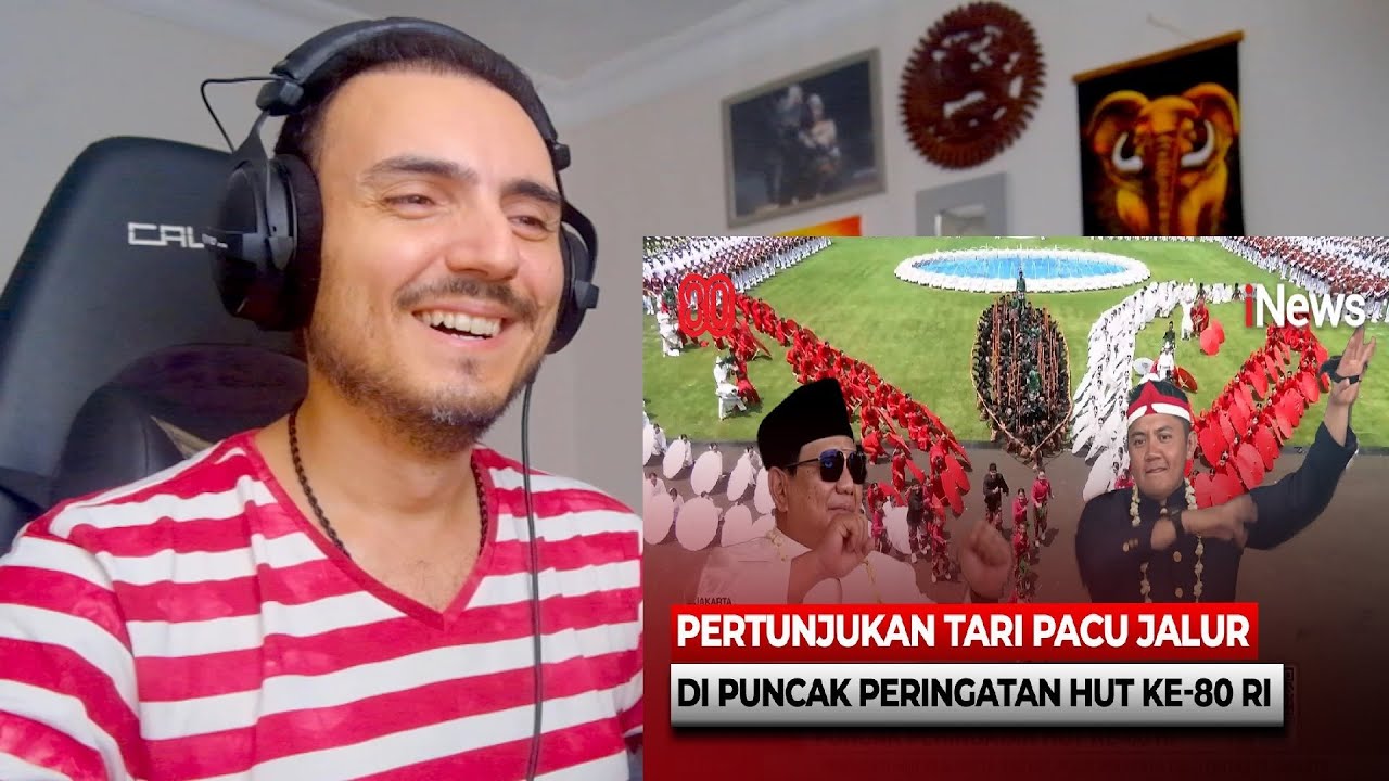 Presiden Prabowo dan Seskab Teddy Full Senyum Nikmati Pertunjukan Tari Pacu Jalur Reaction