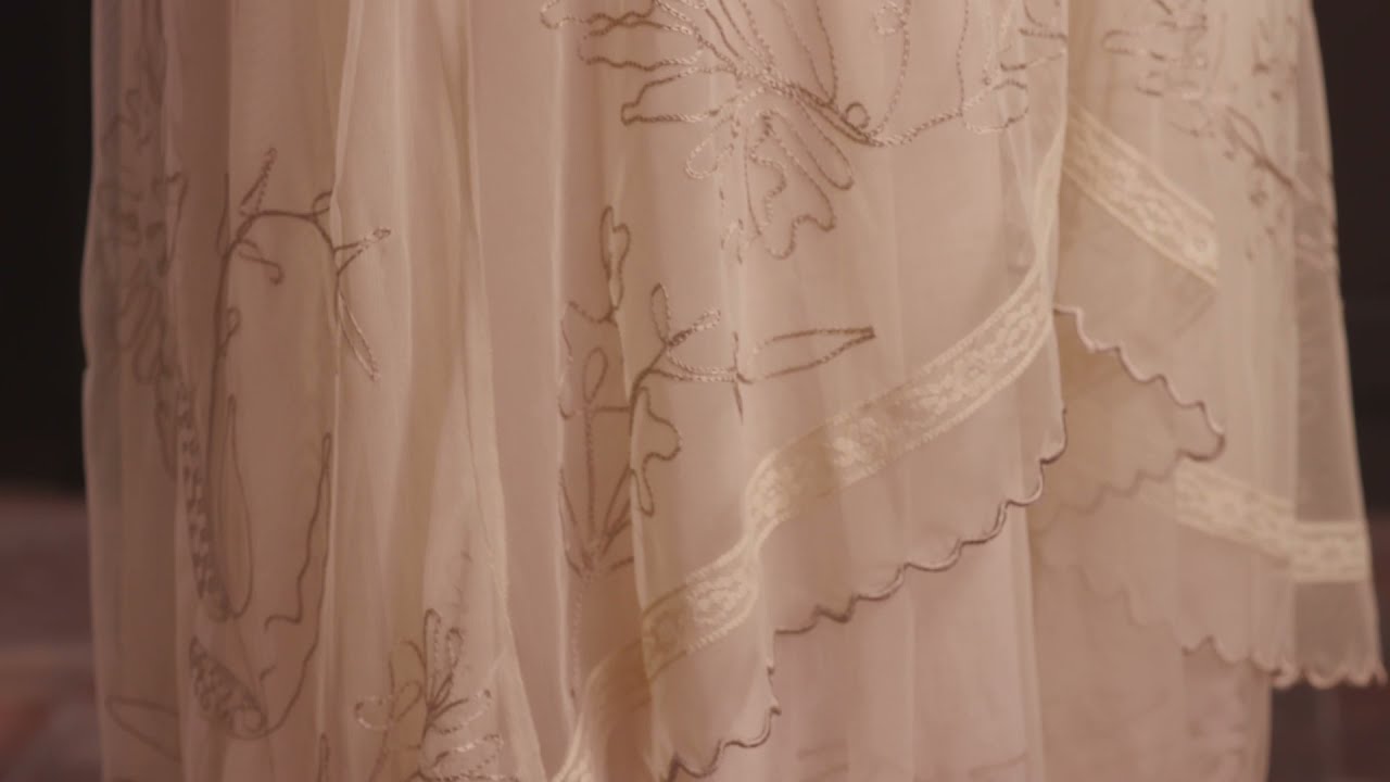 Tea Party 1920s Wedding Dresses in Pearl by Nataya - Curved Lace details