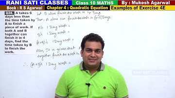 Class 10 Maths (Ex 4E Example 28) Quadratic Equations (RS Aggarwal 2020)