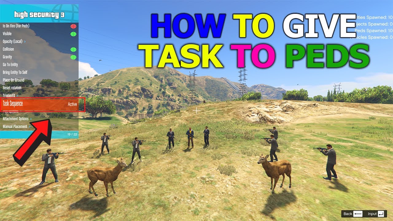 How To Give Task To Peds In Gta 5 Using Menyoo Task Sequence Gta 5 How To Make Your Story In Gta 5 Youtube