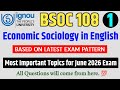 BSOC 108 Important Questions June 2026 Exam | Economic Sociology | IGNOU BSOC 108 Paper 2026 