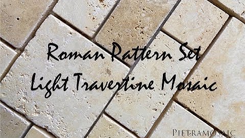 Roman Pattern Set Light Travertine Tumbled Mosaic