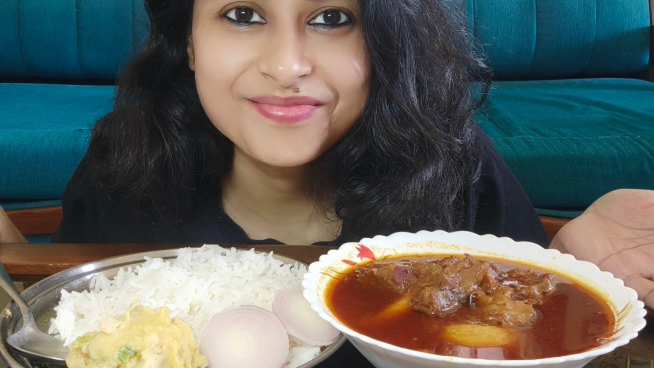 Eating rice 🍚🍚, oolbhate, mutton laal jhol|mukbang 