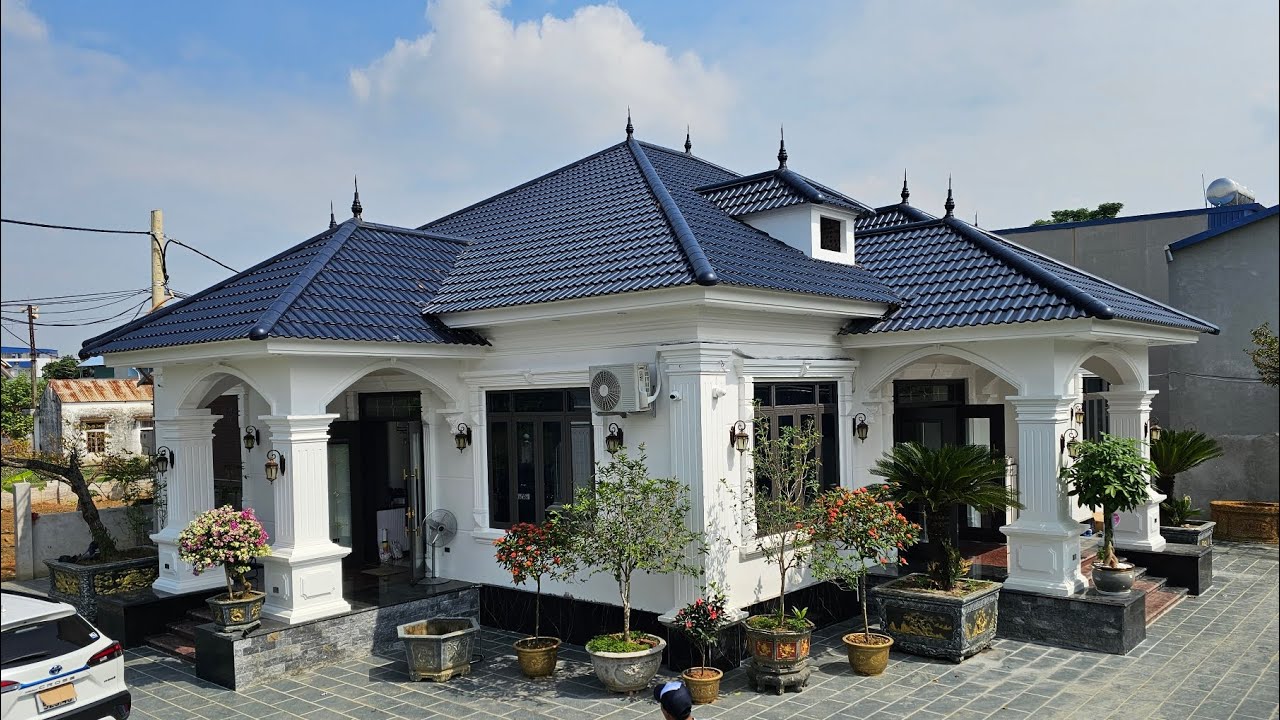 Nhà đẹp 376_Nhà vườn mái nhật vuông 2 sảnh tân cổ điển _Top nhà đẹp 2025_2026.