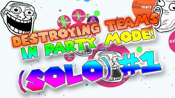 Agario - DESTROYING TEAMS in Party Mode!! (SOLO) #1