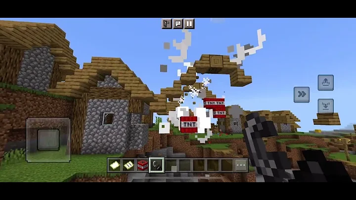 Me blowing up the village I found in Minecraft par...