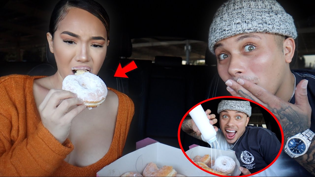 eating baby powder on donuts