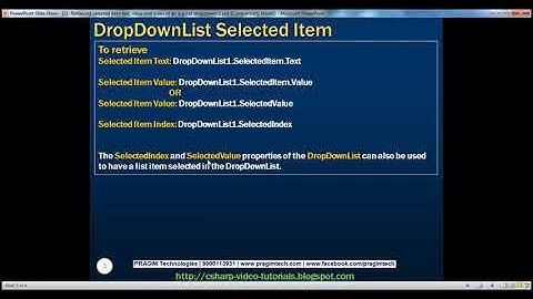 21 Retrieving selected item text, value and index of an asp net dropdownlist Part 21
