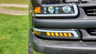 99  06 Chevy Silverado & Suburban Gxenogo headlight install how to