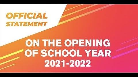 Opening of Classes for SY 2021-2022 DepEd Official Statement