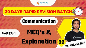NTA UGC NET | 30 Days Rapid Revision Batch | Communication by Lokesh Bali | MCQ