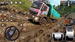 HEAVY 12 WHEELS BHARAT BENZ TRUCK IN EXTREMELY OFF-ROAD | BUS SIMULATOR INDONESIA