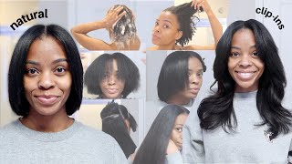 FULL Natural Hair → Clip-In Wash Day Routine Ft. BetterLength Seamless Yaki Light Clip-ins ♡