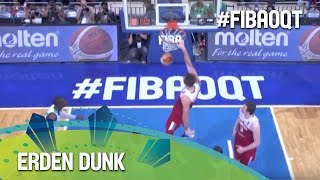 Erden pump fakes, draws the contact and slams it in!