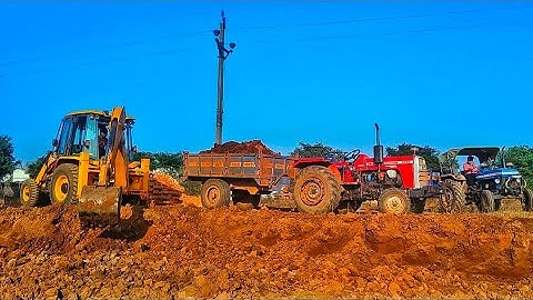 JCB 3DX plus eco xpert Mud In Trolley loding powertrac 439||Mahindra yuvo tech Plus 575||JCB video