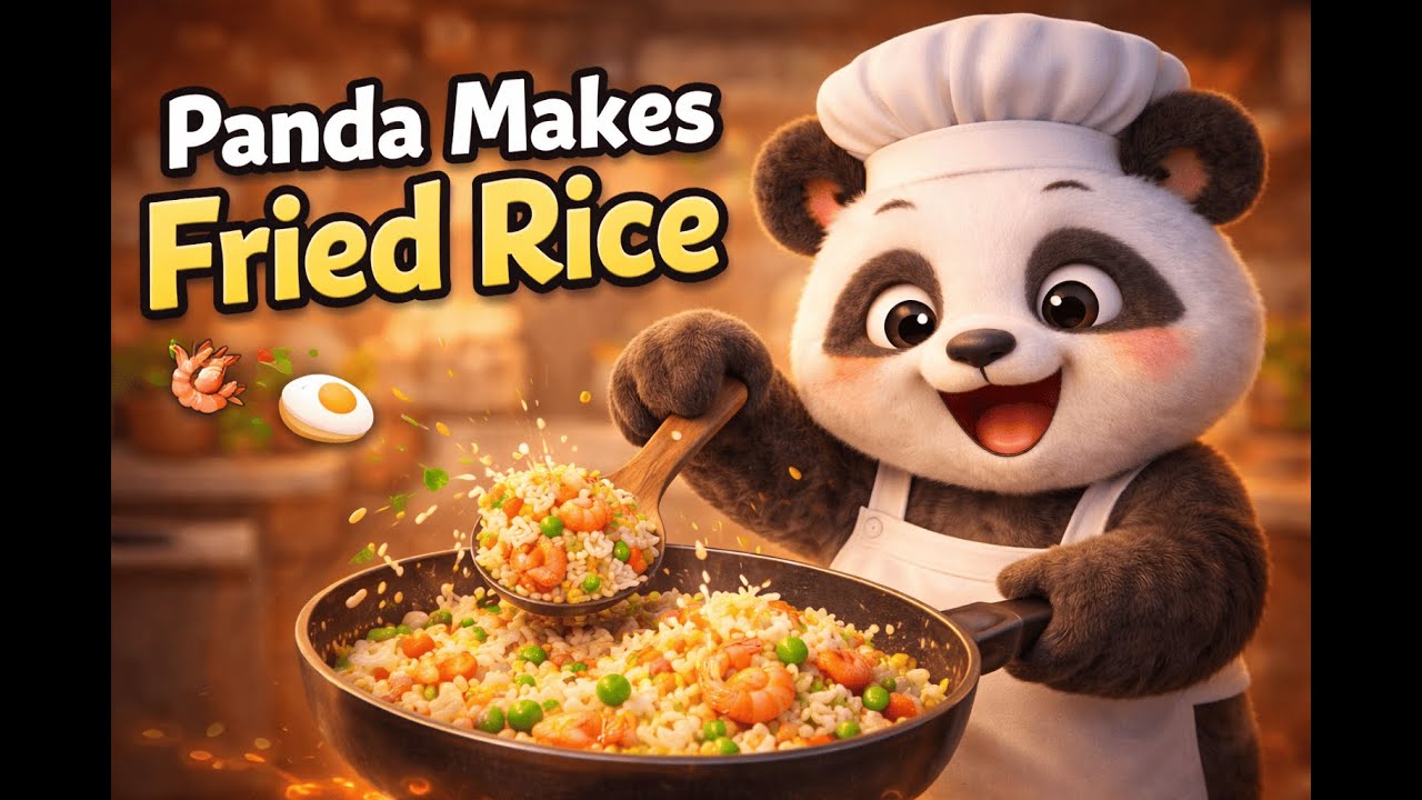 Chef Panda Makes Veg Fried Rice 🍚 | Cute 3D Cooking Animation - YouTube