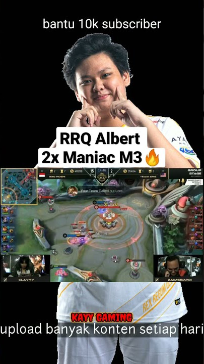 ALBERT 2X MANIAC RRQ VS SMG🔥#rrq #albert #m3 #smg #mlbb #mobilelegends #ml #shorts #fyp #maniac