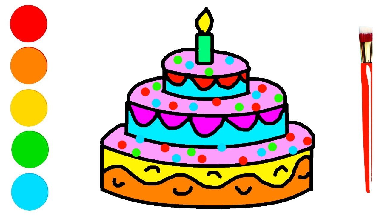 Drawing Birthday Cake for kids Рисуем Торт для детей