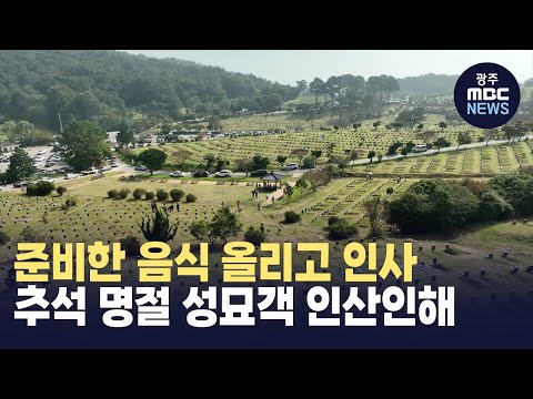 [뉴스데스크] 정성스레 준비한 <strong>음식</strong> 올리고 <strong>인사</strong>...추석 명절 성묘객 인산인해