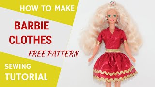 DIY Barbie clothes - step-by-step sewing tutorial plus free printable patterns in PDF and SVG