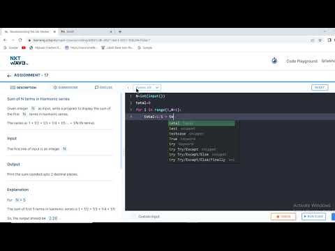 Assignment17 | Harmonic Series | Python | Nxt wave