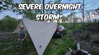 Car Camping Severe Thunder and Lightning Storm Overnight