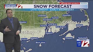 WPRI 12 Weather Forecast for 2/11/25:  Dry today, light snow for some tonight