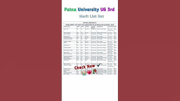 Patna University UG 3rd Merit List Out || Patna University Merit List 2025 || Merit List 2025 Out