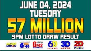 9PM Lotto Draw Result Today June 4, 2024 | Ultra Lotto 6/58, Super Lotto 6/49, Lotto 6/42 TUESDAY