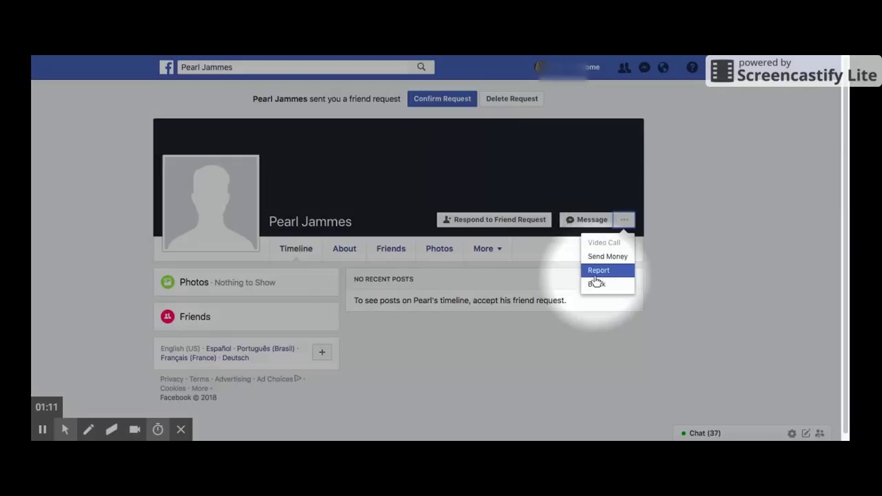 facebook report fake friend request