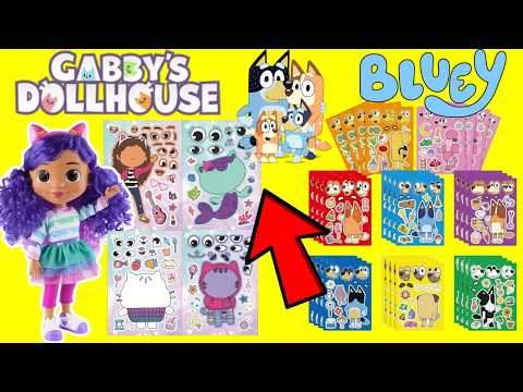 Gabby's Dollhouse and Bluey Make a Silly Face Stickers Compilation Video