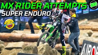 MOTOCROSS RACER ATTEMPTS SUPER ENDURO IN FRONT OF 8000 FANS