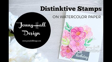 Distinktive stamps on watercolor paper with Jenny Hall Design