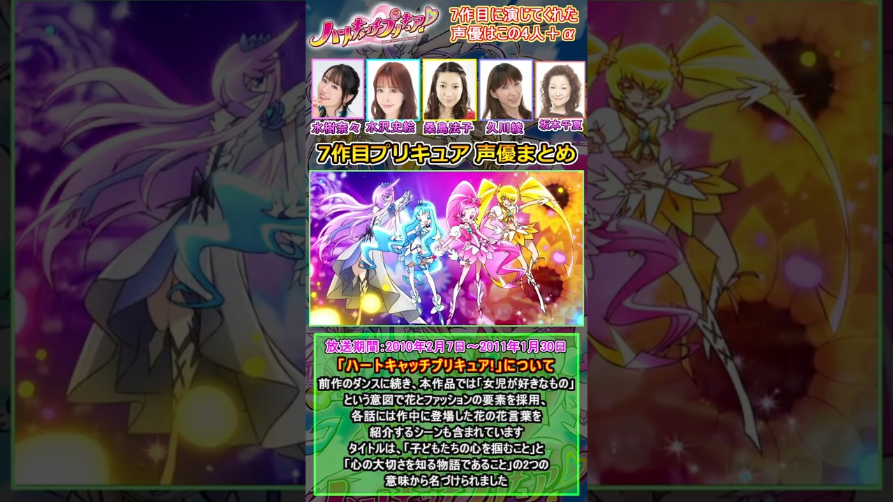 「ハートキャッチプリキュア!」の主人公＋αを演じる声優をまとめ【プリキュア】　[声優まとめ]　#shorts #水樹奈々 #水沢史絵 #桑島法子 #久川綾 #坂本千夏　【プリキュアシリーズ】