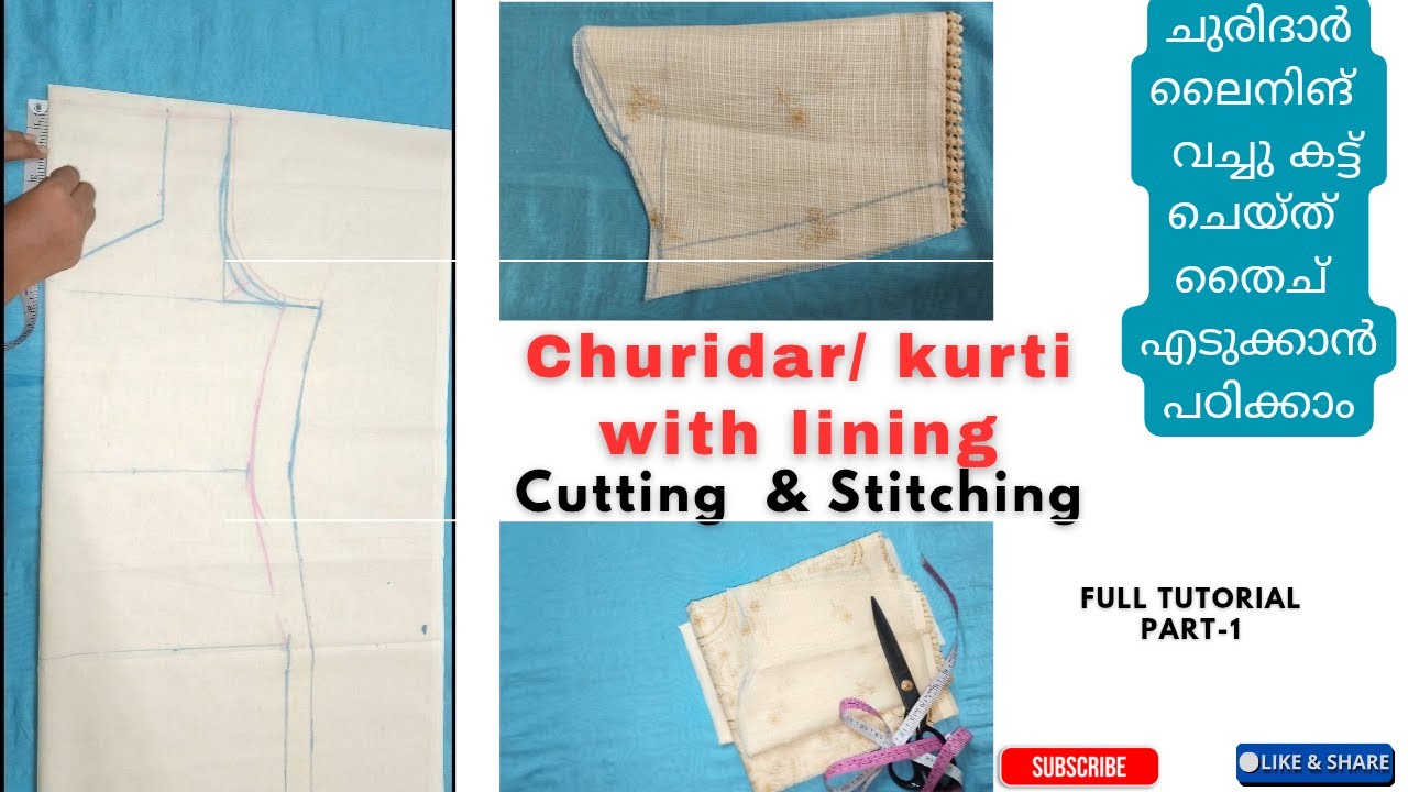 With lining  top cutting and stitching | Malayalam full video part -1