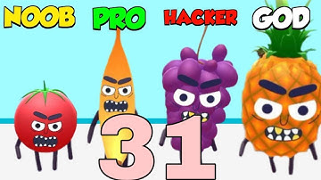 NOOB vs PRO vs HACKER in Hit Tomato 3D: All Levels Gameplay, New iOS Android Games