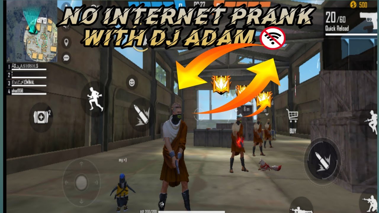 No Internet Prank With Dj Adam Clash Squad Ranked Match Gameplay-Garena Free Fire 🔥🔥