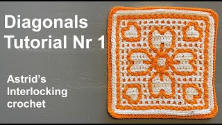 Astrid's Interlocking crochet - Diagonals sample - Tutorial 1 of 2