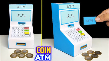 How to make ATM from cardboard , coin ATM making , DIY Cardboard money bank