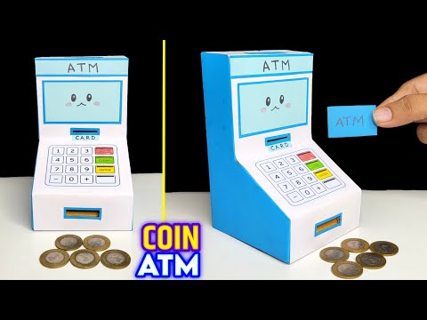 How to make ATM from cardboard , coin ATM making , DIY Cardboard money bank