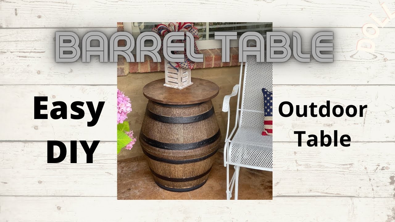 How to make an Easy diy Outdoor Barrel Table YouTube