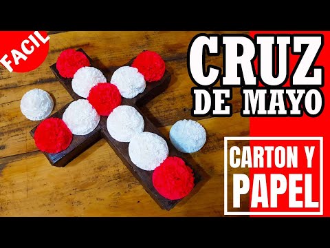 CRUZ DE MAYO FACIL RAPIDO Y BARATO - COMO HACER TU CRUZ CON FLORES DE PAPEL DIY!!