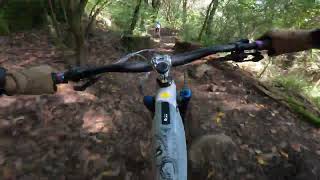 Following Aldo in his Niner WFO e9  Six Flags MTB