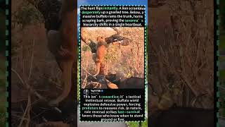 🦁Lion Forced Up a Tree! Buffalo’s Brutal Counterattack#SavannaLife#AnimalKingdom#PredatorBecomesPrey
