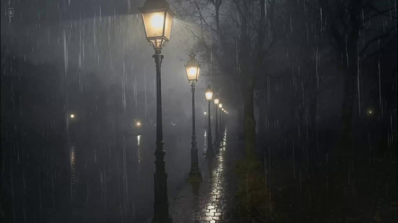 Heavy Rain ASMR with Soft Classical Guitar | Calm Your Mind