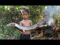 Wilderness Food - Survival Cooking Longest Sea Fish on a Rock in the Wild